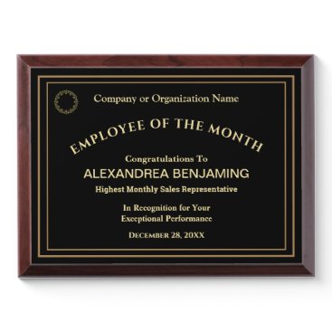 Employee Of The Month Business Logo Company Gold  Award Plaque