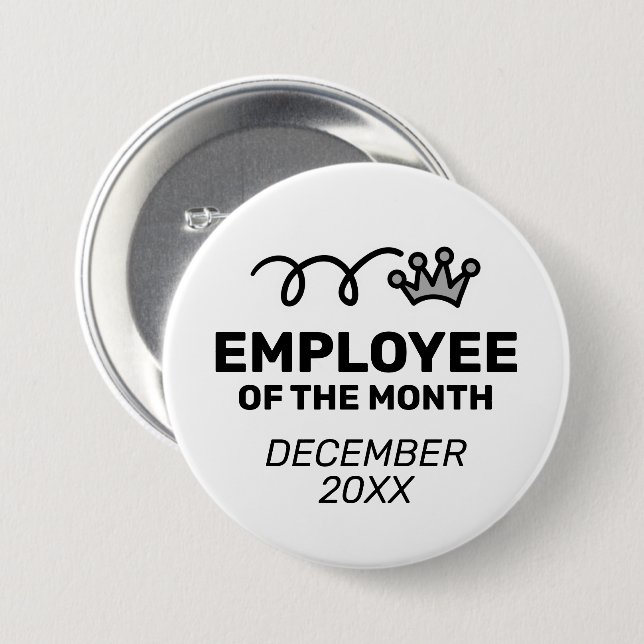 Employee of the month button with crown (Front & Back)