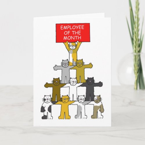 Employee of the Month Cartoon Cats Card