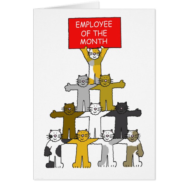 Employee of the Month Cartoon Cats Cards (Front)