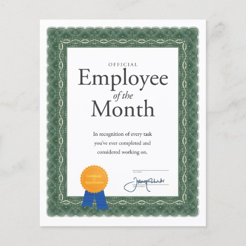 Employee of the Month Certificate