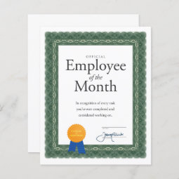 Employee of the Month Certificate | Zazzle