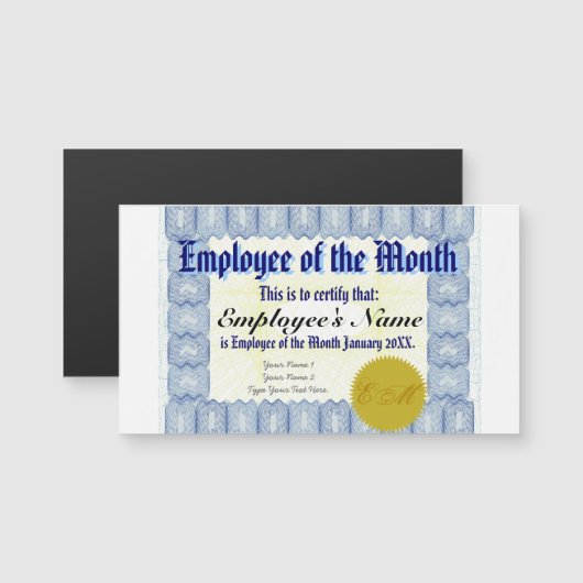 Employee of the Month Certificate (Front/Back)