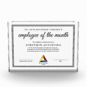 Employee of the Month Certificate Acrylic Award