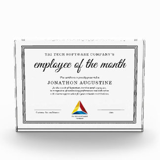 Employee of the Month Certificate Acrylic Award