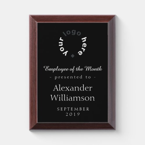 Employee of the Month  Classic  Black  Logo Award Plaque
