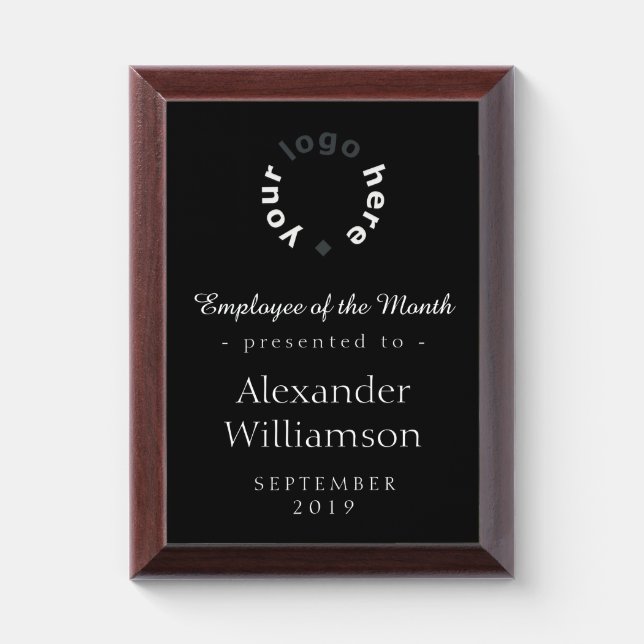 Employee of the Month | Classic | Black | Logo Award Plaque (Vertical)