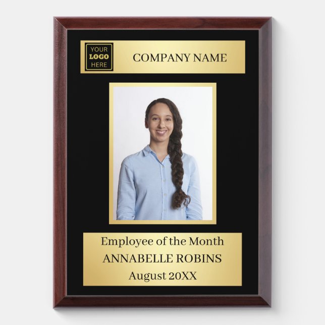 Employee of the Month Company Logo Award Plaque (Vertical)