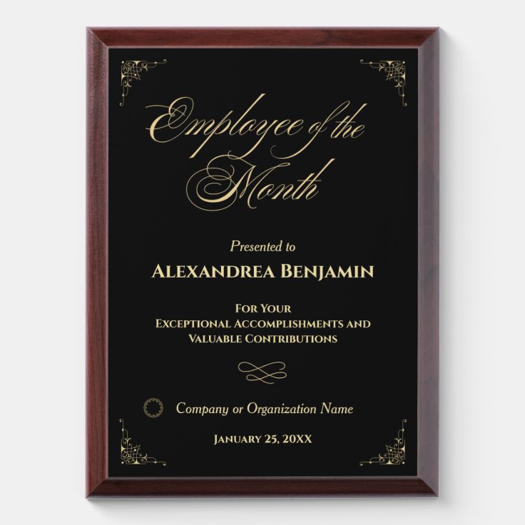 Employee Of The Month Company Logo Gold Custom Award Plaque | Zazzle