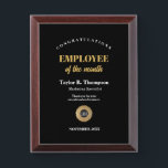 Employee of the Month company logo gold seal award<br><div class="desc">Celebrate your team's achievements with this Employee of the Month Company Logo Gold Seal Framed Award Plaque. Featuring a distinguished gold seal and space for your company logo, this elegant plaque is the perfect way to recognize outstanding employees. The framed design offers a professional and polished look, making it an...</div>