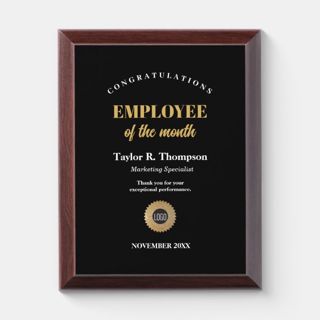 Employee of the Month company logo gold seal award (Vertical)