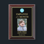 Employee of the Month Company Logo Photo Gold Award Plaque<br><div class="desc">Create your own custom, personalized, beautiful, elegant, professional, high quality, glossy finish, black and faux gold, cherry wood colored MDF frame, business office corporate employee recognition / appreciation, photo name logo award plaque. To personalize, enter the name of the employee / staff / executive, their designation, year, and add the...</div>