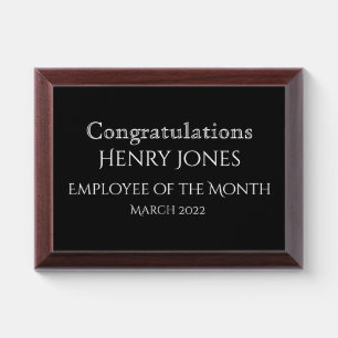 Employee Of The Month Custom Award Plaque
