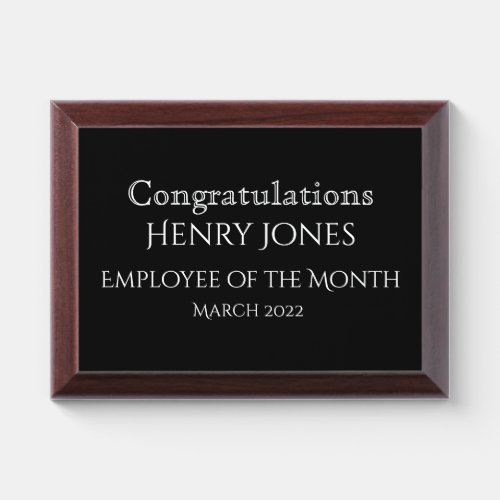 Employee Of The Month Custom Award Plaque