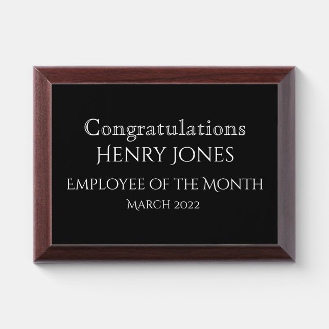 Employee Of The Month Custom Award Plaque (Horizontal)