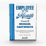 Employee of the Month Custom Business Recognition Acrylic Award<br><div class="desc">Celebrate excellence with this modern blue Employee of the month award featuring eye-catching retro typography that feels both fresh and timeless. Designed to stand out on any desk or display, this award honors remarkable achievement with style and professionalism. Personalize it with the recipient’s name, company name, and year to create...</div>