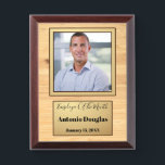 Employee of the Month Custom Photo Award Plaque<br><div class="desc">The employee of the Month Custom Photo Award,  Background of clear wooden floor</div>