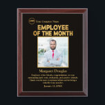 Employee of the Month Custom Photo | Gold & Black Award Plaque<br><div class="desc">Congratulations on being the Employee of the Month! This custom photo and message award plaque is a thoughtful way to recognize your dedication and hard work. you were ensuring a durable and long-lasting keepsake that you can cherish for years to come. The ability to personalize the message and photo makes...</div>