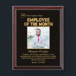 Employee of the Month Custom Photo | Gold & Black Award Plaque<br><div class="desc">Congratulations on being the Employee of the Month! This custom photo and message award plaque is a thoughtful way to recognize your dedication and hard work. you were ensuring a durable and long-lasting keepsake that you can cherish for years to come. The ability to personalize the message and photo makes...</div>