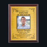 Employee of the Month Custom Photo | gold & black  Award Plaque<br><div class="desc">Award to recognize your favorite Employee. Let them know how much you appreciate them. Personalized Photo,  Best Words of Appreciation for Employee of the Month</div>
