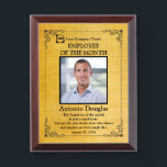 Employee of the Month Custom Photo | gold & black  Award Plaque<br><div class="desc">Award to recognize your favorite Employee. Let them know how much you appreciate them. Personalized Photo,  Best Words of Appreciation for Employee of the Month</div>