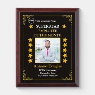 Employee of the Month Custom Photo Golde Superstar Award Plaque