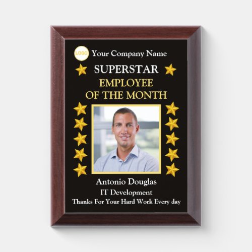 Employee of the Month custom Photo Golde Superstar Award Plaque