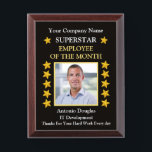 Employee of the Month custom Photo Golde Superstar Award Plaque<br><div class="desc">Thanks For Your Hard Work Everday. Star Employee of the Month Award Plaque | Employees Recognition | Employee Appreciation Poster</div>