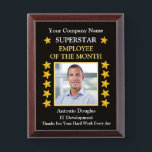 Employee of the Month custom Photo Golde Superstar Award Plaque<br><div class="desc">Thanks For Your Hard Work Everday. Star Employee of the Month Award Plaque | Employees Recognition | Employee Appreciation Poster</div>