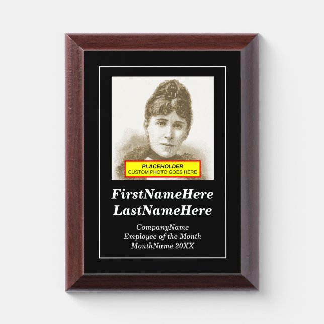 Employee of the Month + Custom Portrait & Name Award Plaque (Vertical)