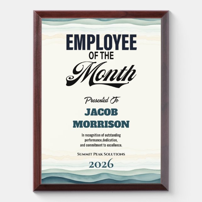 Employee of the Month Custom Recognition Award Plaque (Vertical)