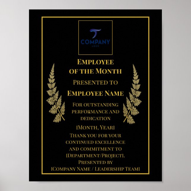 Employee of the Month Custom Recognition Corporate Poster (Front)