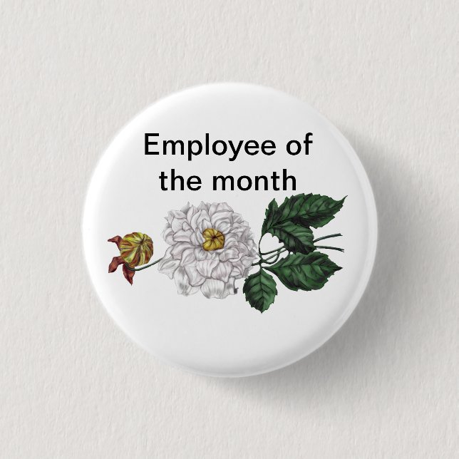Employee of the Month Customizable Pinback Button (Front)