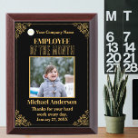 Employee Of The Month Elegant Black And Gold Award Plaque<br><div class="desc">Celebrate the hard work and dedication of your Employee of the Month with our elegant Black and Gold Award Plaque. This beautifully crafted plaque can be personalized with their name,  title,  a custom message,  and the date of recognition. Show your appreciation in style!</div>