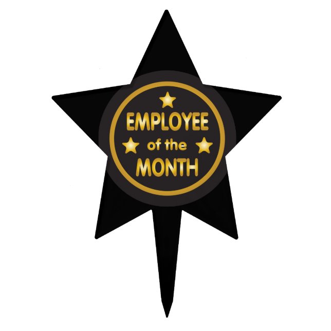 Employee of the Month elegant gold and black Cake Topper (Front)