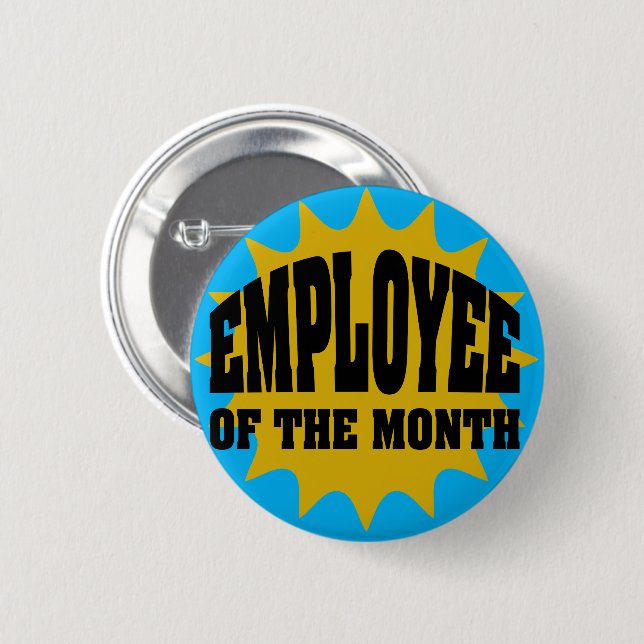 Employee of the Month gold and blue Pinback Button (Front & Back)