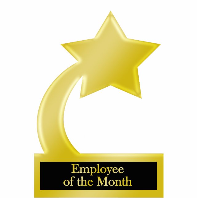 Employee of the Month, Gold Star Award Trophy Cutout (Front)