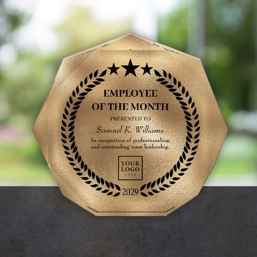 Employee Of The Month Gold Trophy Recognition Acrylic Award