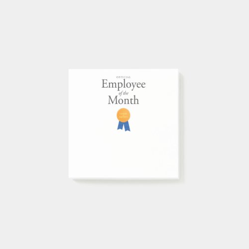 Employee of the Month on 3x3 Post It Notes