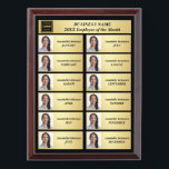 Employee of the Month One Year Summary Gold Award Plaque<br><div class="desc">Employee of the Month One Year Summary Gold Award Plaque. Employee Recognition Award Plate Perpetual Plaque Perfect for Employee Appreciation,  Corporate Awards,  add company name,  business logo,  up to 12 different employee photos and names for each month of the year.</div>