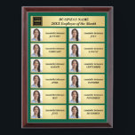Employee of the Month One Year Summary Gold Award Plaque<br><div class="desc">Employee of the Month One Year Summary Gold Award Plaque. Employee Recognition Award Plate Perpetual Plaque Perfect for Employee Appreciation,  Corporate Awards,  add company name,  business logo,  up to 12 different employee photos and names for each month of the year.</div>