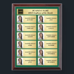 Employee of the Month One Year Summary Gold Award Plaque<br><div class="desc">Employee of the Month One Year Summary Gold Award Plaque. Employee Recognition Award Plate Perpetual Plaque Perfect for Employee Appreciation,  Corporate Awards,  add company name,  business logo,  up to 12 different employee photos and names for each month of the year.</div>