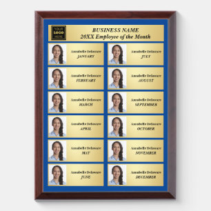 Employee of the Month One Year Summary Gold Award Plaque