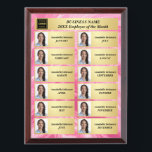Employee of the Month One Year Summary Marble Pink Award Plaque<br><div class="desc">Employee of the Month One Year Summary Wood Award Plaque. Employee Recognition Award Plate Perpetual Plaque Perfect for Employee Appreciation,  Corporate Awards,  add company name,  business logo,  up to 12 different employee photos and names for each month of the year.</div>