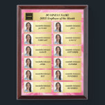 Employee of the Month One Year Summary Marble Pink Award Plaque<br><div class="desc">Employee of the Month One Year Summary Wood Award Plaque. Employee Recognition Award Plate Perpetual Plaque Perfect for Employee Appreciation,  Corporate Awards,  add company name,  business logo,  up to 12 different employee photos and names for each month of the year.</div>