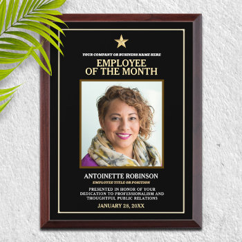 Employee Of The Month Photo And Logo Template  Award Plaque by reflections06 at Zazzle