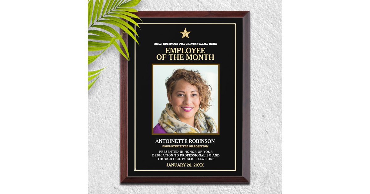 Employee of the Month Photo and Logo Template Award Plaque Zazzle