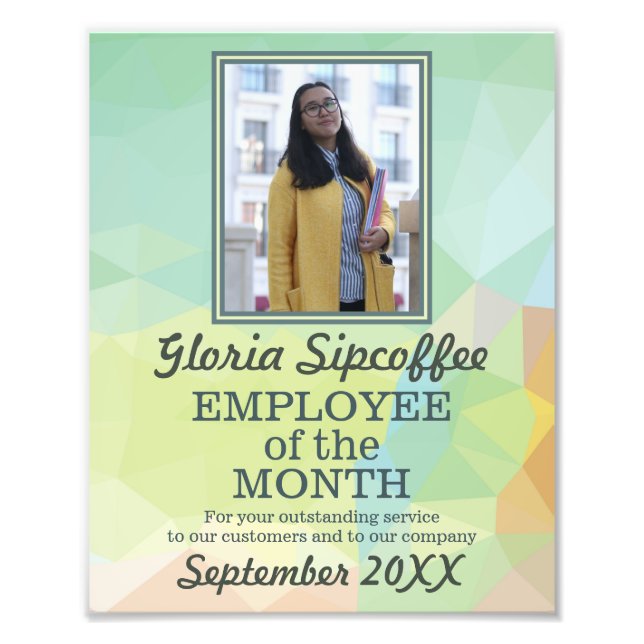 Employee of the month photo award certificate (Front)