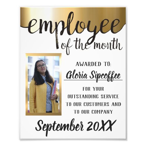 Employee of the month photo award certificate