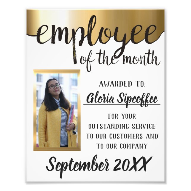 Employee of the month photo award certificate (Front)